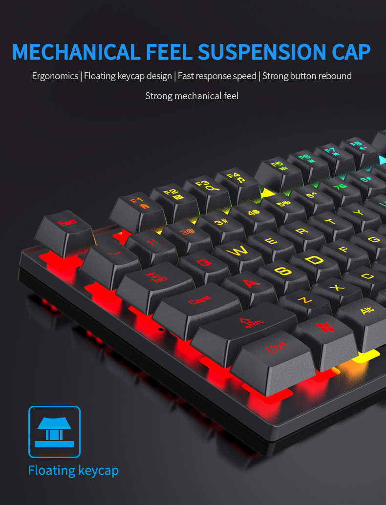 Keyboard Mouse Bundle Gaming - 104キー バックライト付きメカニカルキーボード 有線ゲーミングキーボード 防水発光キーボードとマウスセット ゲーマー向け PC