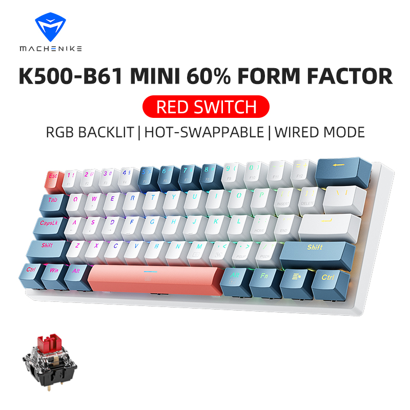Gaming Keyboard Blue Switches - K500-B61 Machenike ミニメカニカルキーボード 60% フォームファクター 61