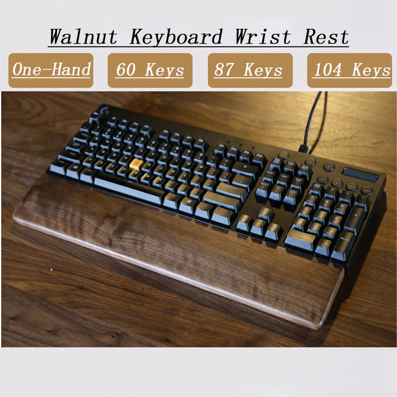 Gaming Keyboard Number Pad - Oakウォールナット製の片手木製キーボードリストレスト,gk61キー用,104キー,メカニカルゲーミングキーボード用滑り止めマットパッド付き
