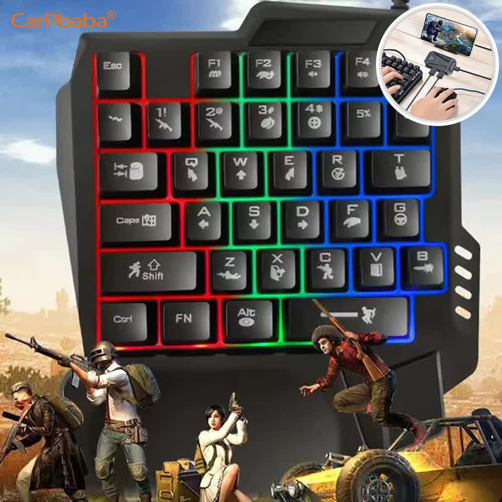 Gaming Keyboard 1 Hand - USBシングルハンド片手ゲーミングキット、コンパクトなメカニカルキーボードとバックライトマウス、AndroidおよびPCゲーマー向け