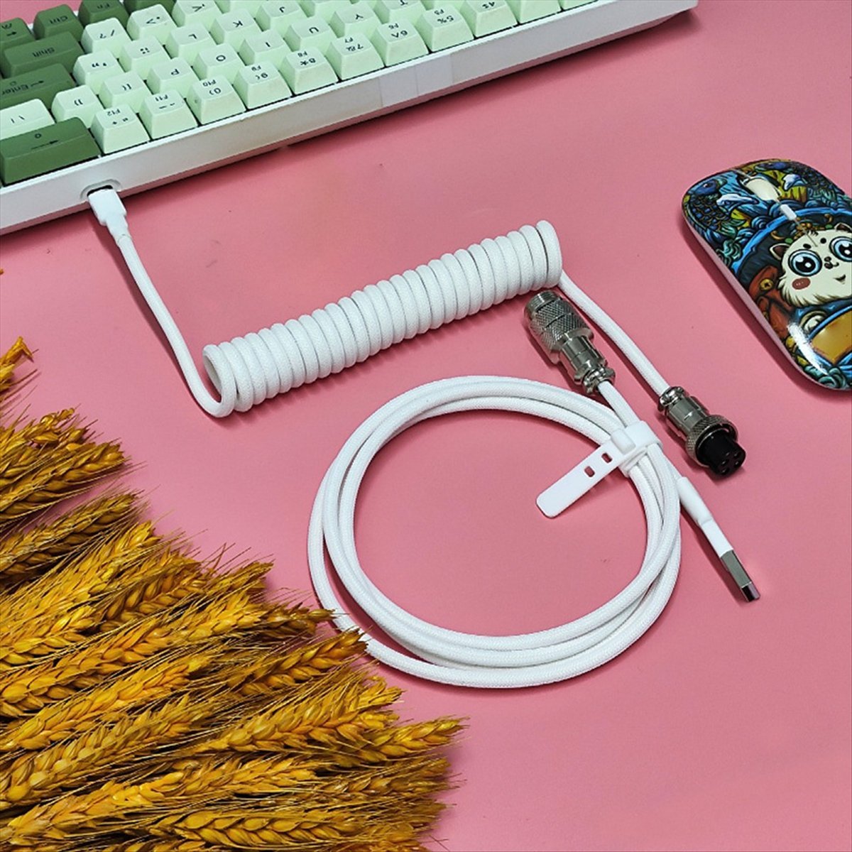 Coiled Usb Cable - AAAE USB Type-C ゲーミングキーボード用ケーブル、ダブルスリーブメカニカルキーボードケーブル、メカニカルキーボードカスタムコイルケーブル