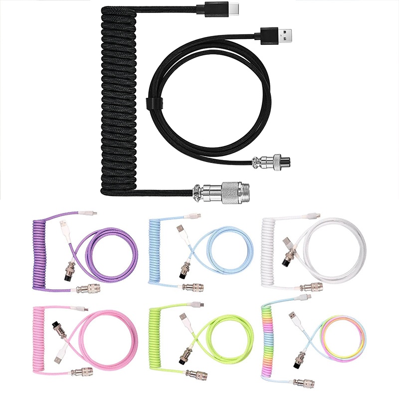 Coiled Usb Cable - USB Type C メカニカルキーボード用コイルケーブル ハードウェアリンカー コンピューター用航空機用メカニカルケーブル
