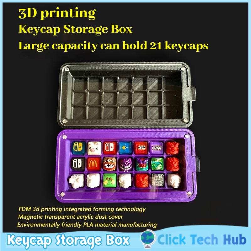 Mechanical Switch Tester - 3d プリントキーキャップ収納ボックスキーキャップ 21key ディスプレイボックス防塵収納ボックスプラスチック素材透明磁気吸引カバー