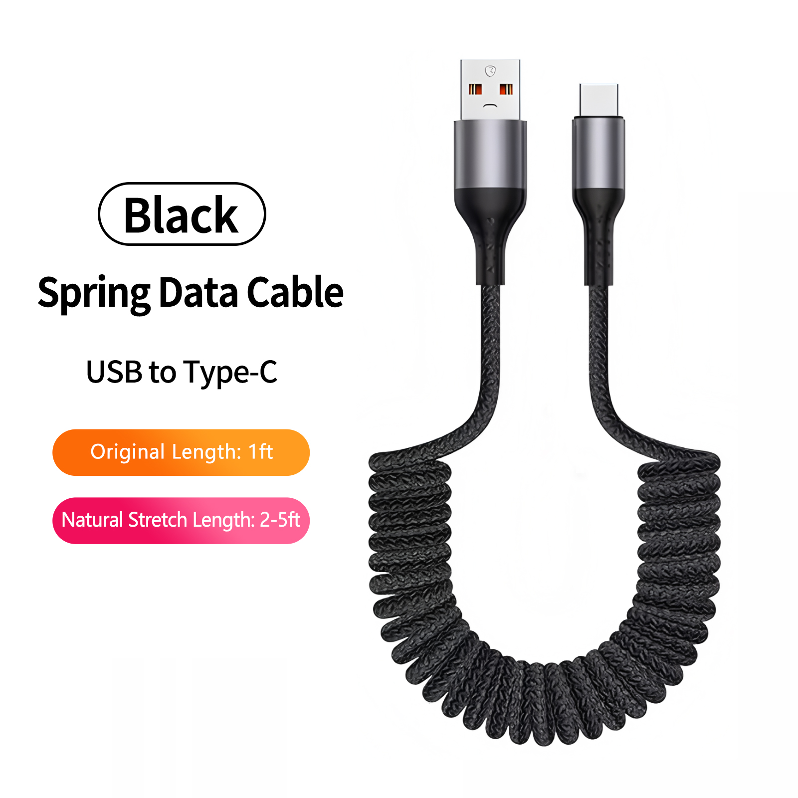 Coiled Usb Cable - 車載用コイル状USB A to Type C充電ケーブル、iPhone 17、Samsung