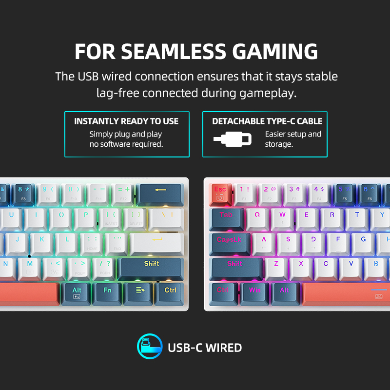 K500-B61 Machenike ミニメカニカルキーボー - Gaming Keyboard Blue Switches のレビューと価格