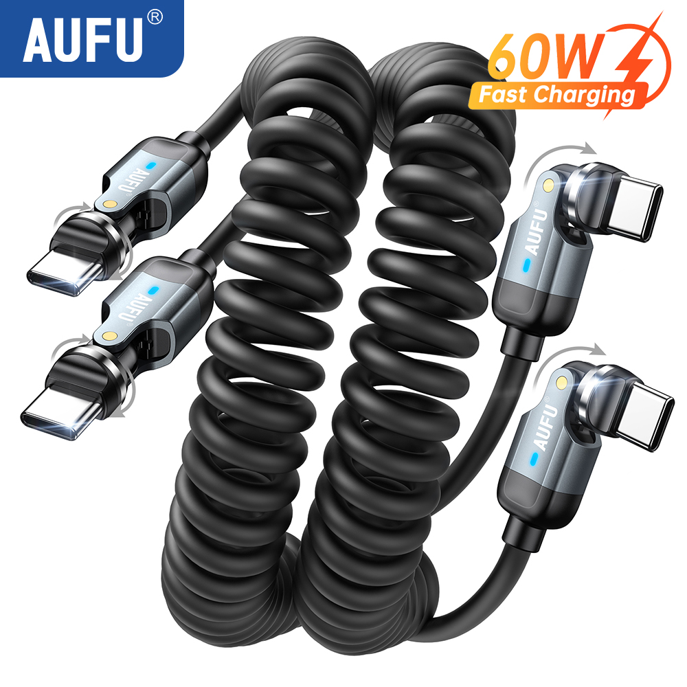 AUFU 540 °   USB C to Type C ケ - Coiled Usb Cable のレビューと価格