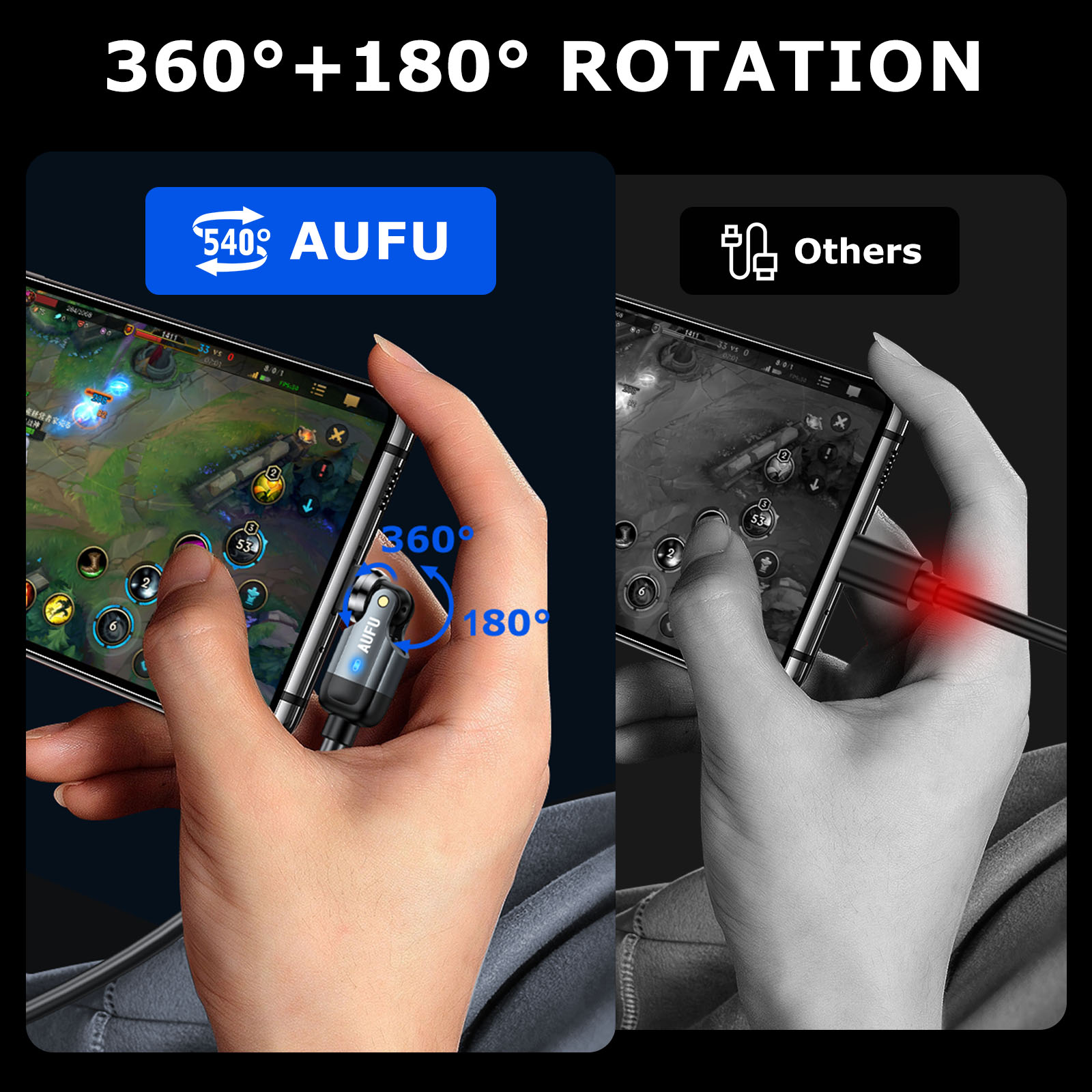 AUFU 540 °   USB C to Type C ケ - Coiled Usb Cable のレビューと価格