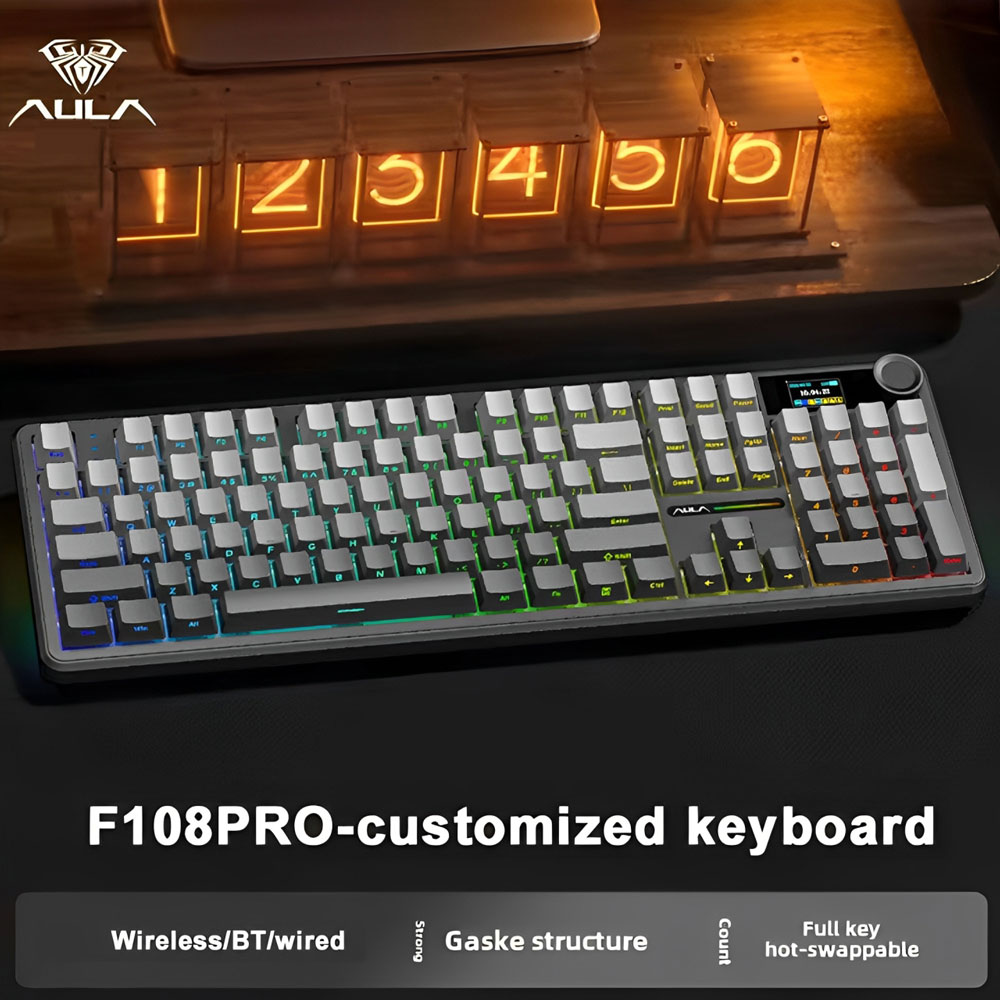 AULA F108 Pro ゲーミングメカニカルキーボード  - Gaming Keyboard Bluetooth のレビューと価格