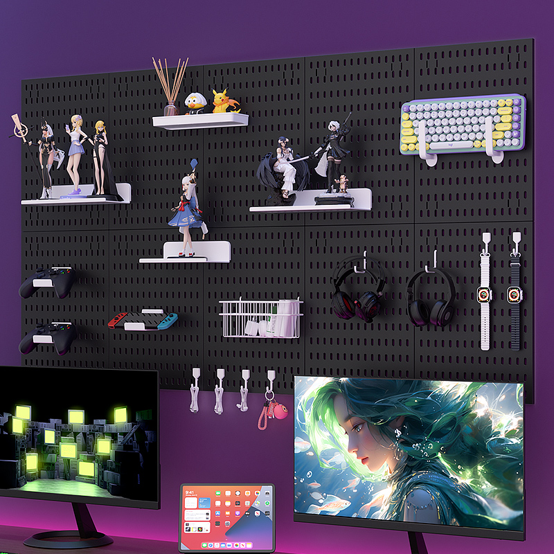 ゲーム用粘着式ペグボードシェルフ – ドリル不要の取り付けで - Gaming Keyboard And Mouse のレビューと価格