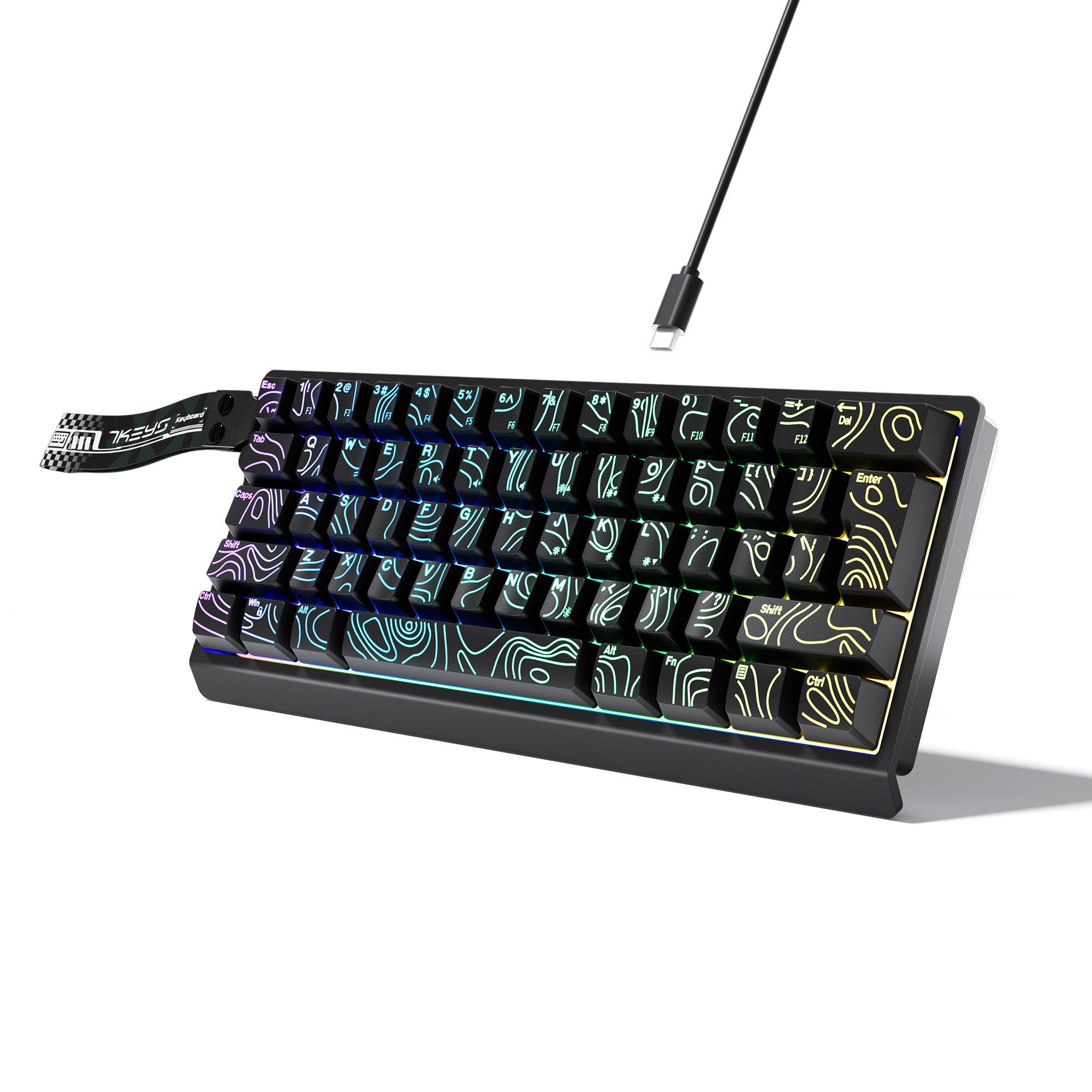60%コンパクト有線キーボード、RGBバックライトとグラデー - Gaming Keyboard Blue Switches のレビューと価格