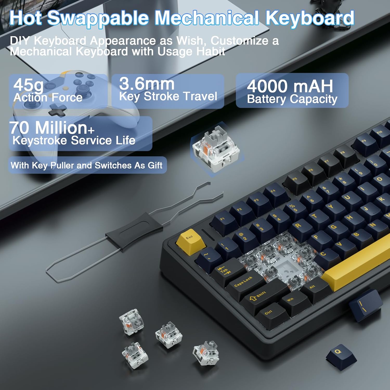 Aula F75 メカニカルキーボード、完全ホットスワップ対 - Gaming Keyboard Number Pad のレビューと価格