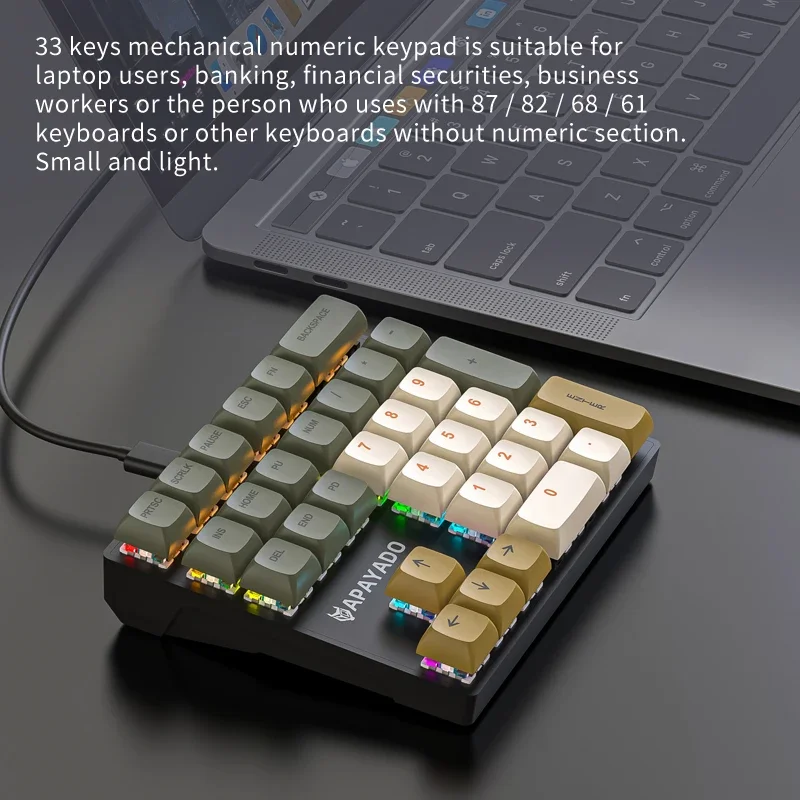 K33 有線メカニカルテンキー、マルチカラーライト付き、金融 - Gaming Keyboard 1 Hand のレビューと価格