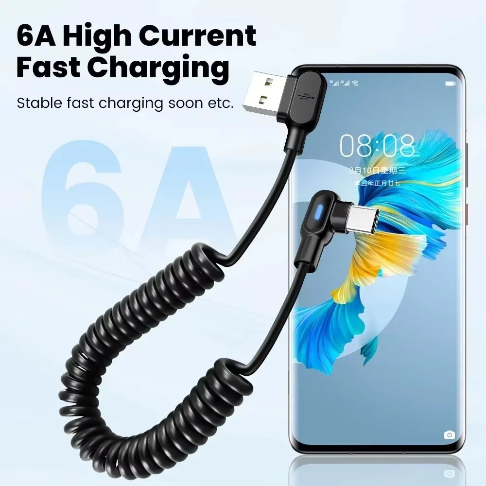 120W 6A 急速充電コイル状 USB C ケーブル タイ - Coiled Usb Cable のレビューと価格