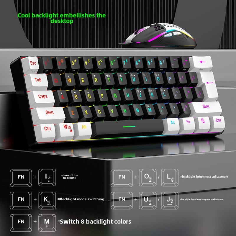 キーボードとマウスセット 60% RGB ゲーミングキーボー - Keyboard Mouse Bundle Gaming のレビューと価格
